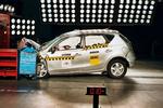 Hyundai i30 er tæt på en topkarakter i crashtest,  men skarpe kanter under instrumentbrættet trækker ned. Foto: Euro NCAP 