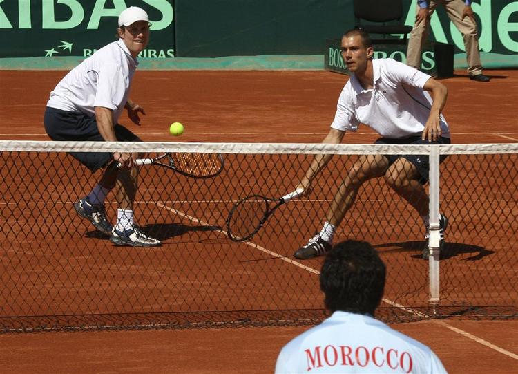 I Davis Cup-sammenhæng har Frederik Nielsen (th.) dannet par med Rasmus Nørby mod både Marokko og Estland. 