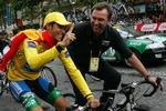 Den omdiskuterede Tour-vinder med sin mentor Johan Bruyneel. 