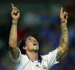 Sergio Ramos jubler efter sit sejrsmål mod Michael Laudrups hold Getafe i den spanske liga. 