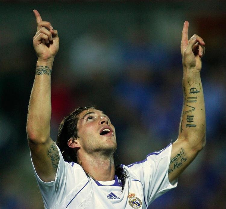Sergio Ramos jubler efter sit sejrsmål mod Michael Laudrups hold Getafe i den spanske liga. 