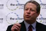 Gore talte ganske kort med  journalister i Palo Alto i Californien efter at have vundet Nobels Fredspris. 