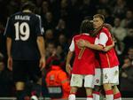 Bendtner scorede for Arsenal i sin første Champions League-kamp. 