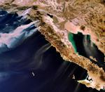 Luftfoto af det sydlige Californien fra European Space Agency ESA fra 23. oktober viser røgen fra skovbrandene. 