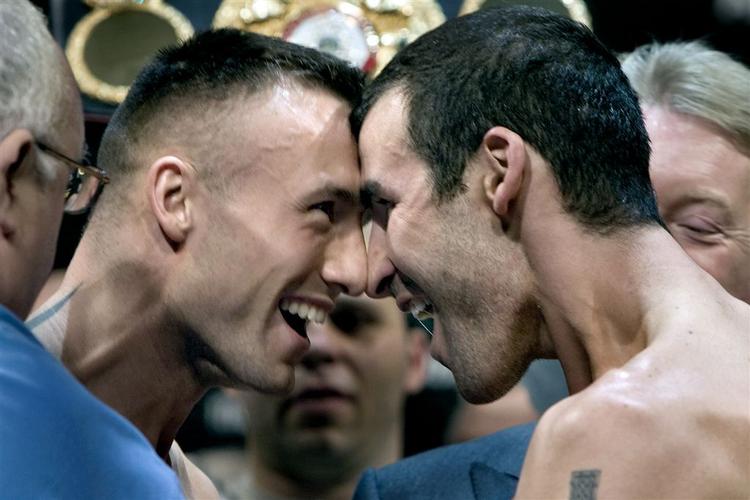 Kessler og Calzaghe gejler hinanden op forud for nattens kamp. 
