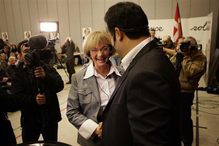 Pia Kjærsgaard og Naser Khader i valgduel i Kalundborg Hallerne. 