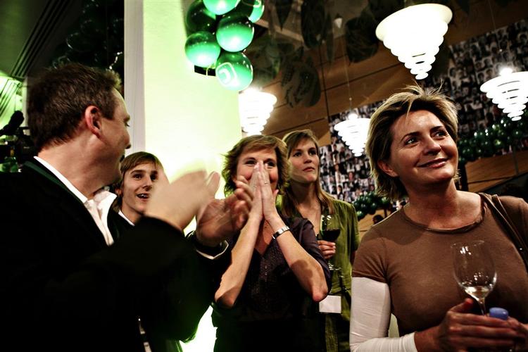 Connie Hedegaard i den konservative lejr på valgaftenen. 