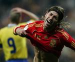 Sergio Ramos jubler over endnu en spansk scoring. 