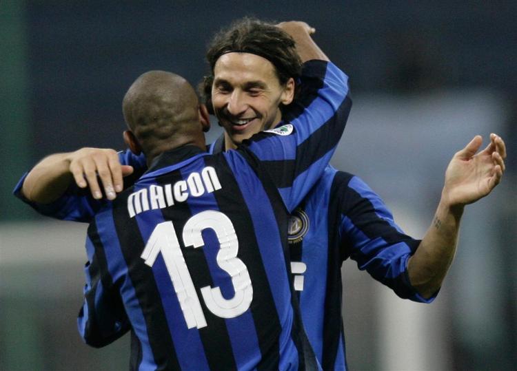 To af Inters målscorere, Ibrahimovic og brasilianske Maicon. 