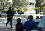Politi foran Nyt Liv-kirken i Colorado Springs. 