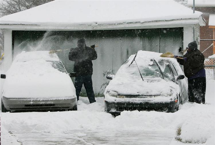 Borgerne i Detroit i Michigan vågnede op til et tykt lag sne. 