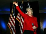 En triumferende Hillary Clinton i Las Vegas, Nevada. 