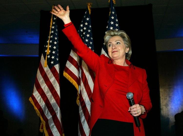 En triumferende Hillary Clinton i Las Vegas, Nevada. 