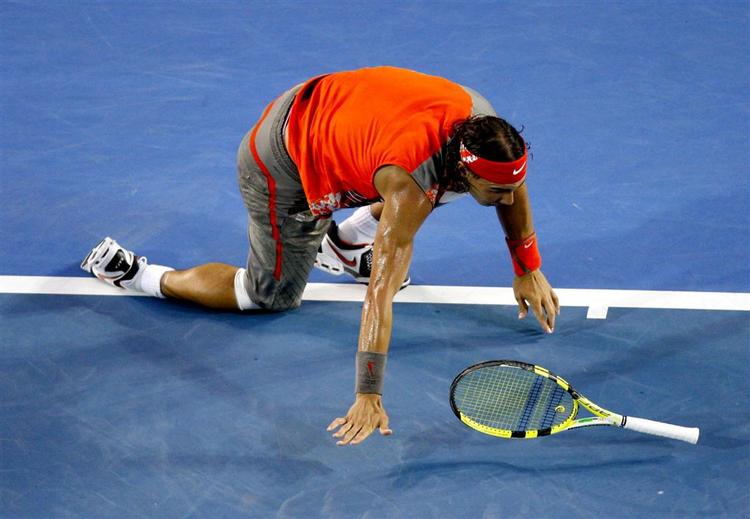 Det kørte ikke for Rafael Nadal i semifinalen i Australien Open, hvor han tabte til franskmanden Jo-Wilfried Tsonga. 