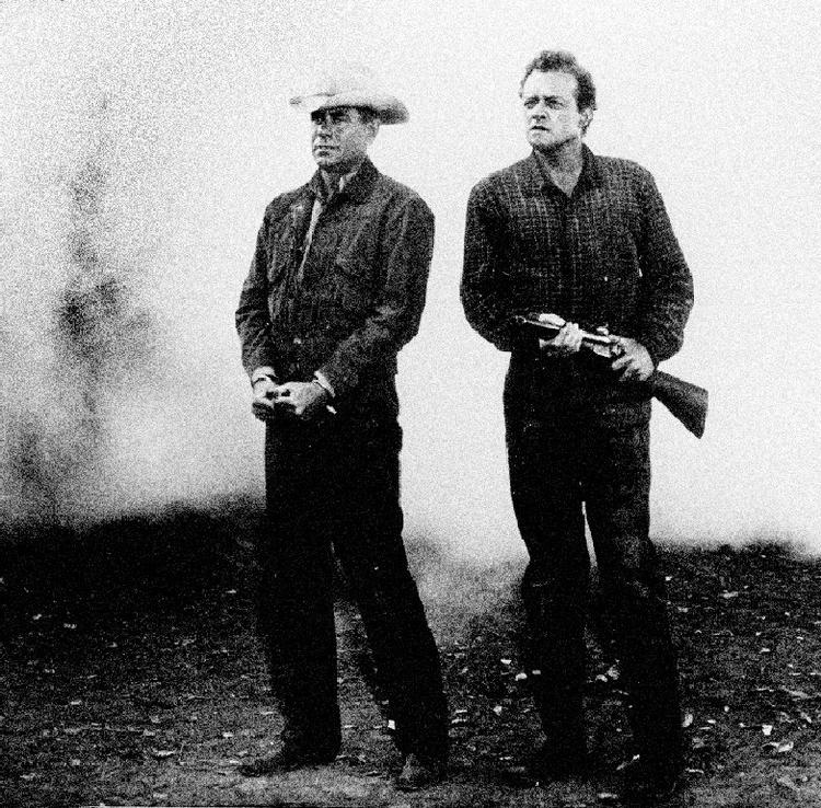 Original. Glen Ford og Van Helfin i hovedrollerne som henholdsvis den lovløse Ben Wade og farmeren Dan Ewans i '3:10 til Yuma' anno 1957. Foto fra filmen 