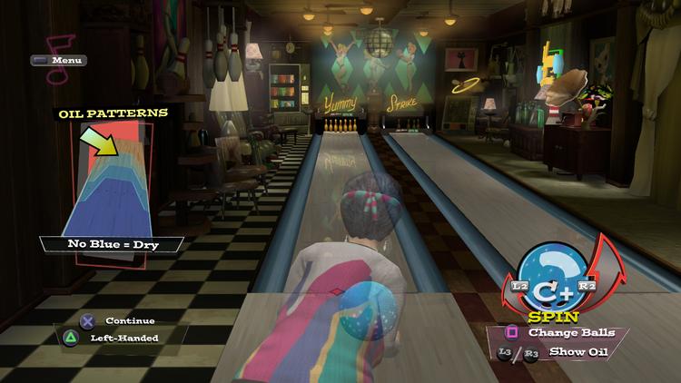 Der er et væld af sjove tricks, der kan få bowlingkuglen til at lave magiske krumspring på banen - men styringen er akavet, og spillet bliver hurtigt trivielt. 