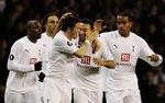 Tottenham-spillerne jubler efter 3-2-sejren over AaB i UEFA Cuppen i efteråret 2007. 