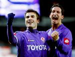 Adrian Mutu (tv) scorde det enlige mål i Fiorentinas sejr over Rosenborg. 