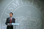 Statsminister Anders Fogh Rasmussen (V) under dagens pressemøde. 