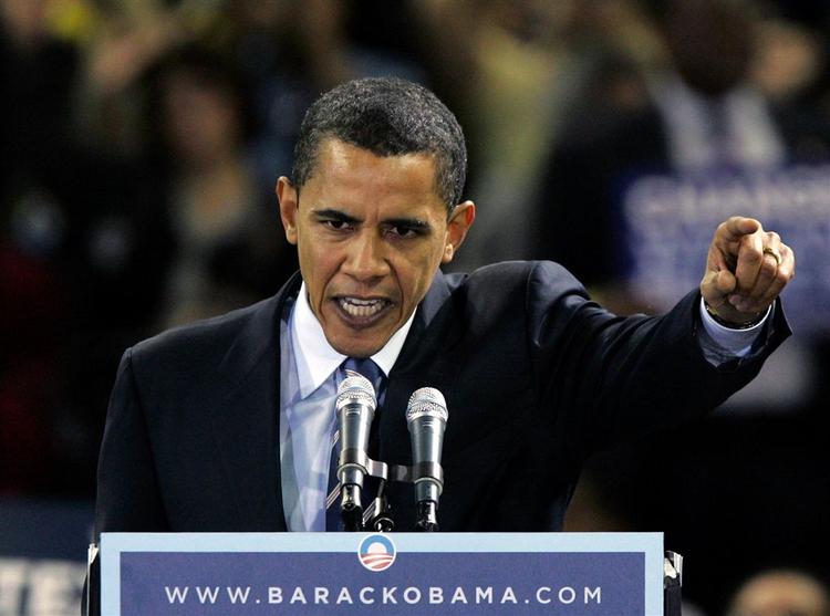 Barack Obama på talerstolen i Houston 19. februar. 