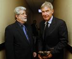 Har du nappet min pisk,George? Harrison Ford her i selskab med George Lucas (tv). 