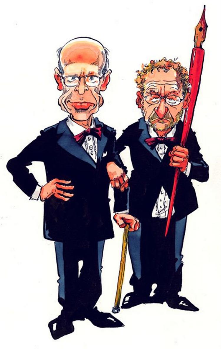 Da vi bad Roald Als finde et portræt af sig selv til denne artikel, kom han med dette her. Han står til højre. Manden til venstre er Poul Einer Hansen. »Det er ham, der får ideerne til mine tegninger«. 