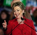 En glad Hillary Clinton i nat i Ohio. 