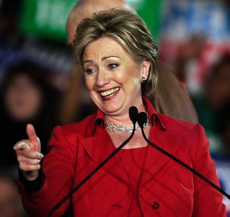 En glad Hillary Clinton i nat i Ohio. 
