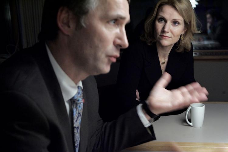 Den norske statsminister Jens Stoltenberg sammen med Helle Thorning på LO-skolen i Helsingør tidligere i år. 