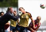 Heidi Johansen blev ikke passeret i Danmarks 1-0-sejr over Tyskland, Sverige og Finland, men mod USA scorede både Natascha Kai og Abby Wambach (th.). 