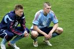 Nicklas Bendtner og Daniel Agger nåede at spille 10 landskampe sammen, inden Agger blev fodskadet sidste efterår. Arkivfoto. 