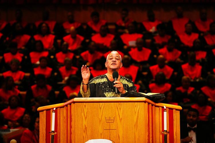 Jeremiah Wright taler i Trinity United Church i Chicago (arkivfoto). 