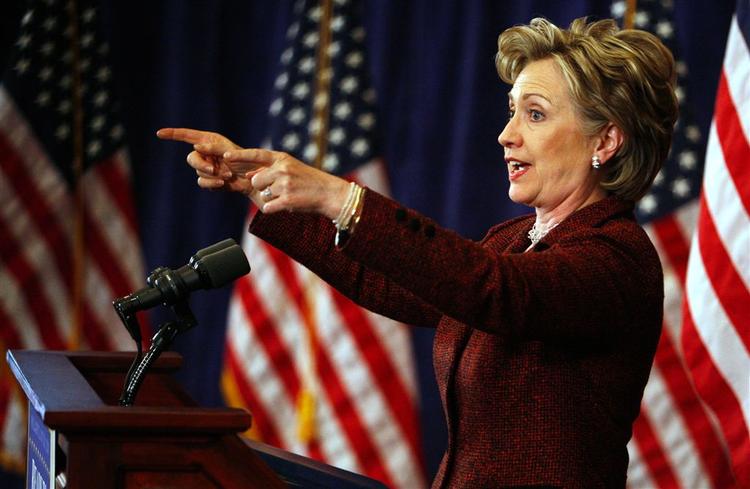 Hillary Clinton taler i Philidelpia 18. marts. 