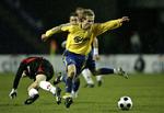 Anders Randrup - som det øvrige Brøndbyhold - i fuld fart fremad. 