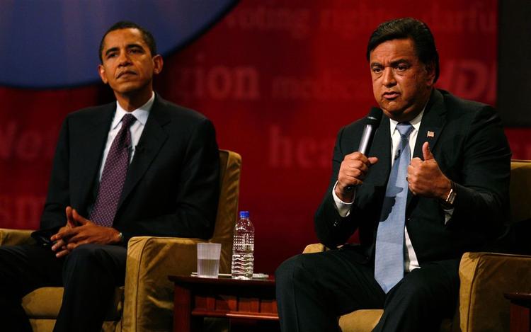 Barack Obama og Bill Richardson. Arkivfoto. 