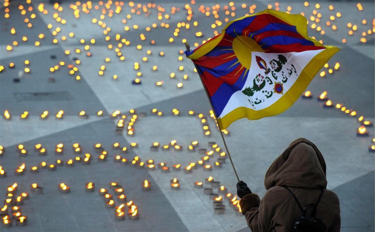 En svensk demonstration mod den kinesiske fremfærd mod tibetanerne. 