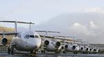 BA146 på række i Vagar-lufthavnen på Færøerne. 