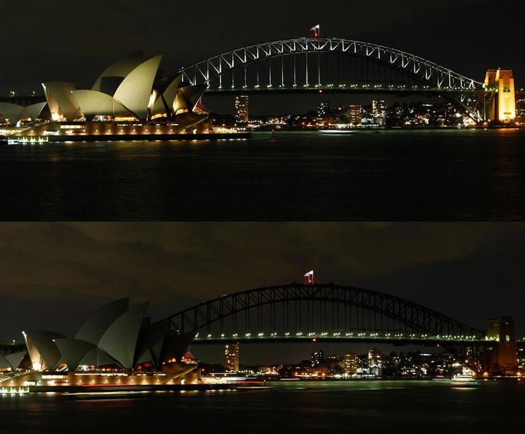 Lyset går ud i Sydney i en markering for 'Earth Hour'. Herhjemme er mange kommuner, firmaer og institutioner med, dog ikke Folketinget. Men måske er de største lys alligevel ikke på job dér i weekenden. 