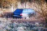 Det var denne Audi-bil, som politiet fandt i går i et grønt område i Hvidovre - ikke langt fra liget af den ældre mand. 