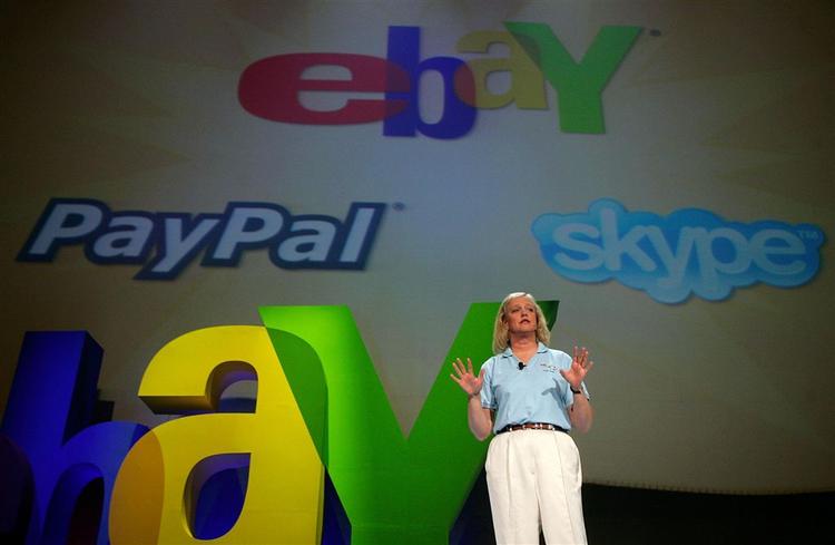 Fra en konference om samarbejde mellem betalingstjenesten eBay og Skype. eBays præsident og direktør Meg Whitman er på scenen. 