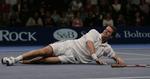 Veteranen Stefan Edberg under en opvisningskamp. 