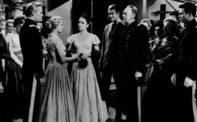 Hvem red han ud med? Richard Widmark, Shirly Jones, Linda Cristal, manden, Widmark red ud med, samt John McIntyre i 'To mand red ud' fra 1961. Foto fra filmen 