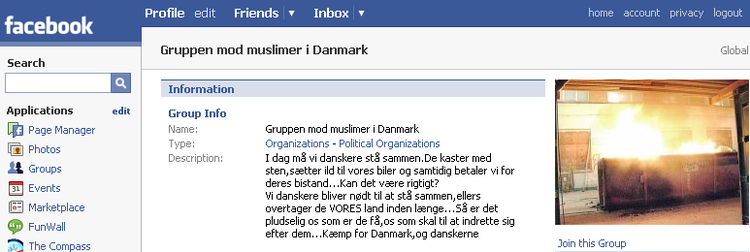 Facebooks ejere skal nu tage stilling til, om 'Gruppen mod muslimer i Danmark' skal lukkes. 