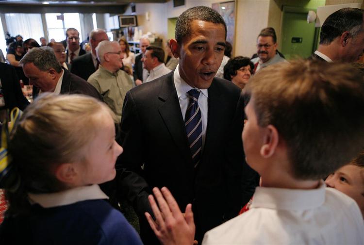 Barack Obama til valgmøde i dag i Scranton, Pennsylvania. 