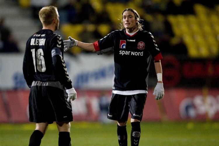19. marts vandt AaB 2-1 på udebane over AC Horsens med Lars Nilsson (th.) som matchvinder. Arkivfoto. 