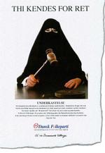 Domstolene og  Folketinget har tilladt  muslimske tørklæder. Dansk Folkeparti  frygter udviklingen og prøver at skabe debat om emnet med denne annonce. 