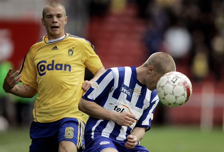 Brøndbys Samuel Holmén scorede det første mål. 