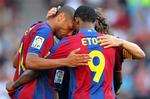 Seks mål og en krammer. Barcelona reddede lidt af æren med en storsejr foran hjemmepublikummet. 
