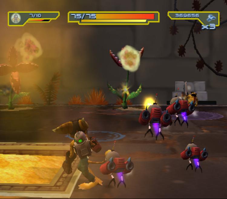 I 'Ratchet &amp; Clank'-serien er Ratchet et ulvelignende væsen med mekanikersnilde, mens Clank er en lille robot Ratchet bærer på ryggen og som løbende skifter både form og funktion. 