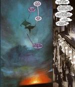 Univers. Grøn og lilla kæmper imod et omsiggribende mørke. Den kvindelige superhelt Black Orchid er død, men ikke borte. Tegning: Dave McKean 